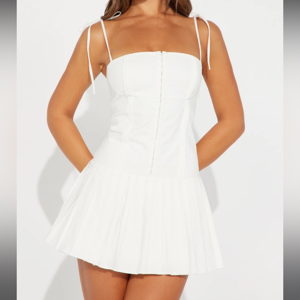 Creme PLEADED Mini DRESS